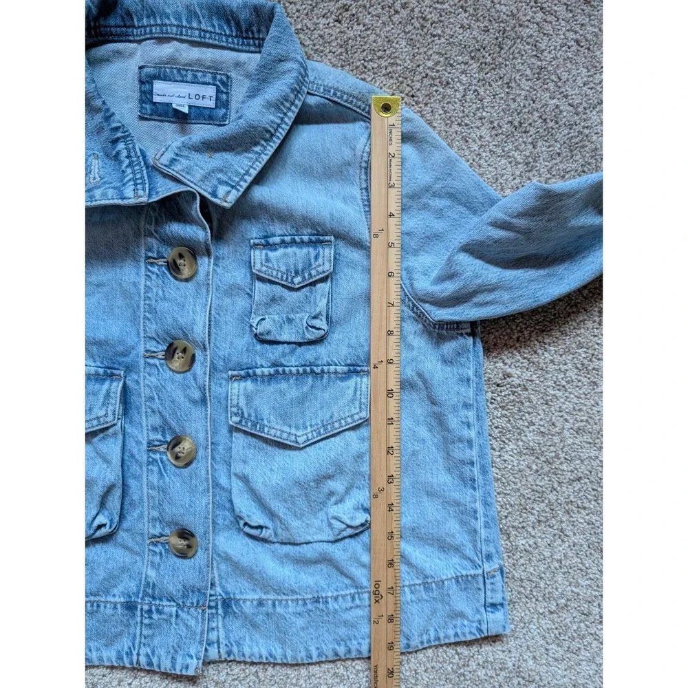 NWOT Loft Womens Sz S Lightweight Denim Jacket Oversized Crop Classic Preppy - Picture 6 of 8